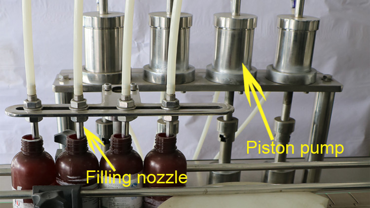 500ml მრგვალი ბოთლის შემავსებელი მანქანა ქუდის დალუქვით და ვარსკვლავის ბორბლით გაშვებით
